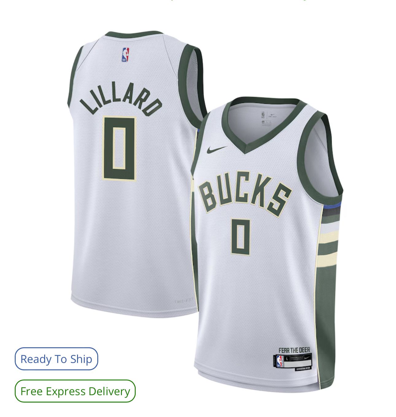 Men Nike Milwaukee Bucks 0 Lillard white NBA Swingman Icon Edition 2024 Jersey